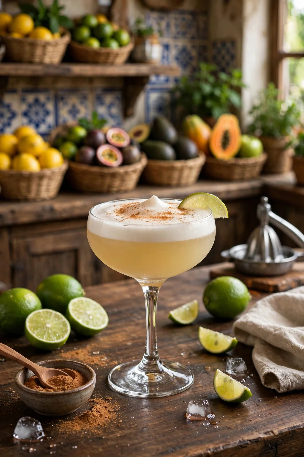 Pisco sour preparado al momento