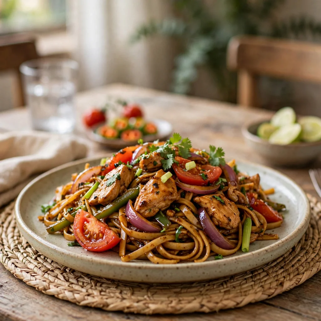 Tallarín saltado de pollo