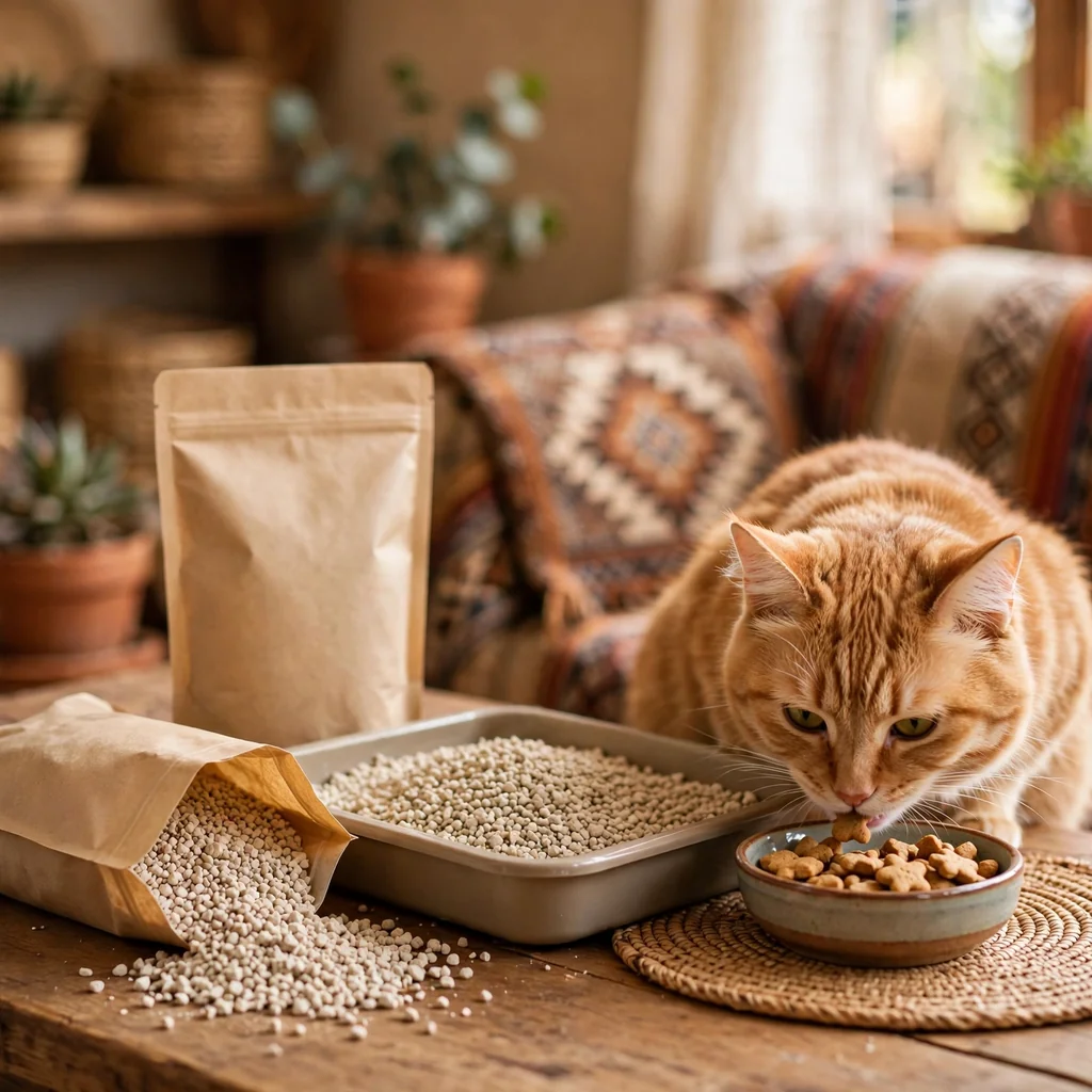 Arena y snacks para gatos