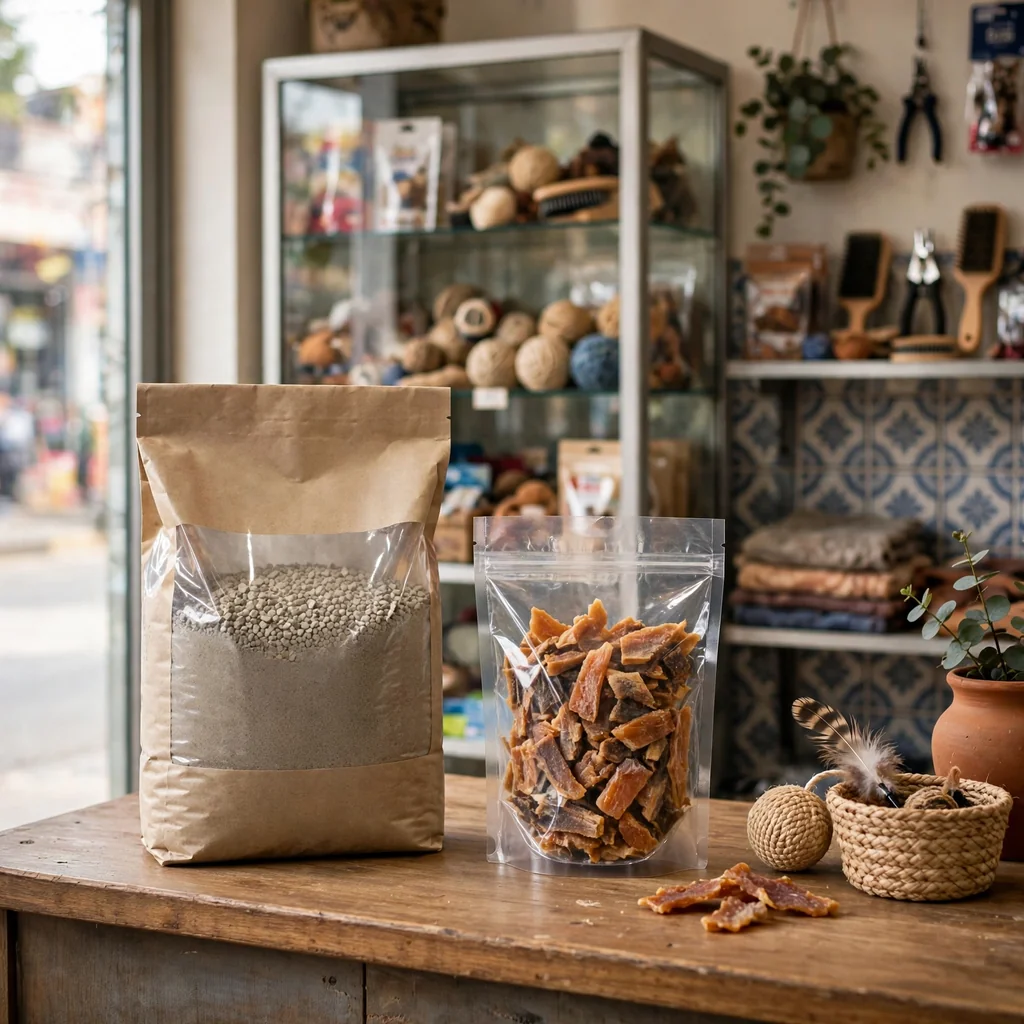 Arena y snacks para gatos