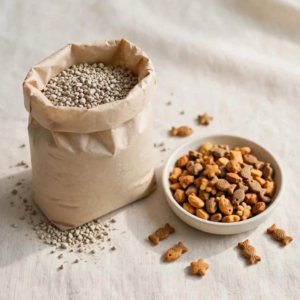 Arena y snacks para gatos