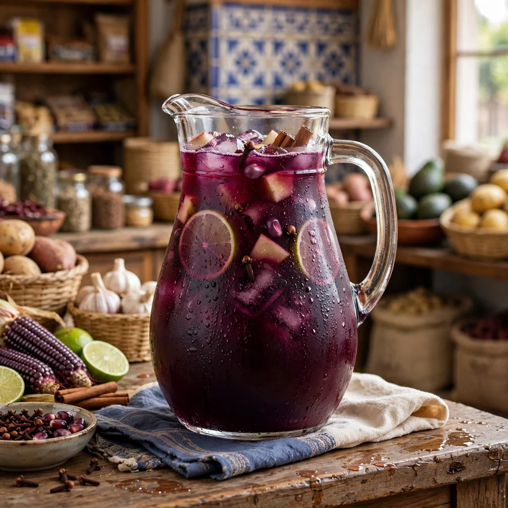 Jarra de chicha morada helada