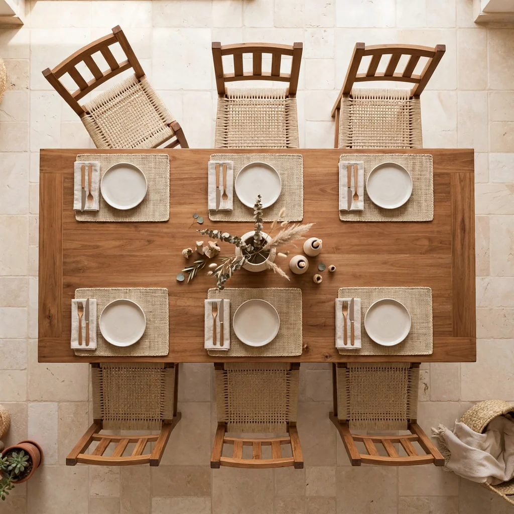 Comedor de madera con seis sillas