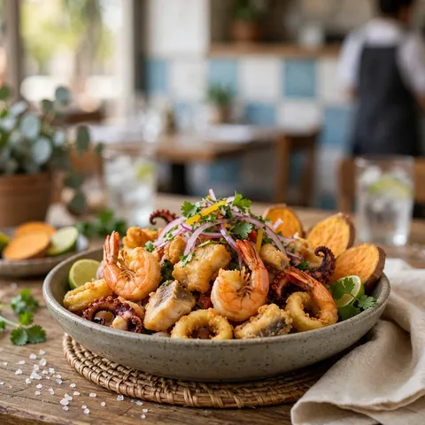 Jalea mixta de pescado y mariscos