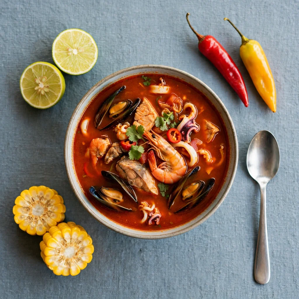 Parihuela chimbotana de pescado y mariscos