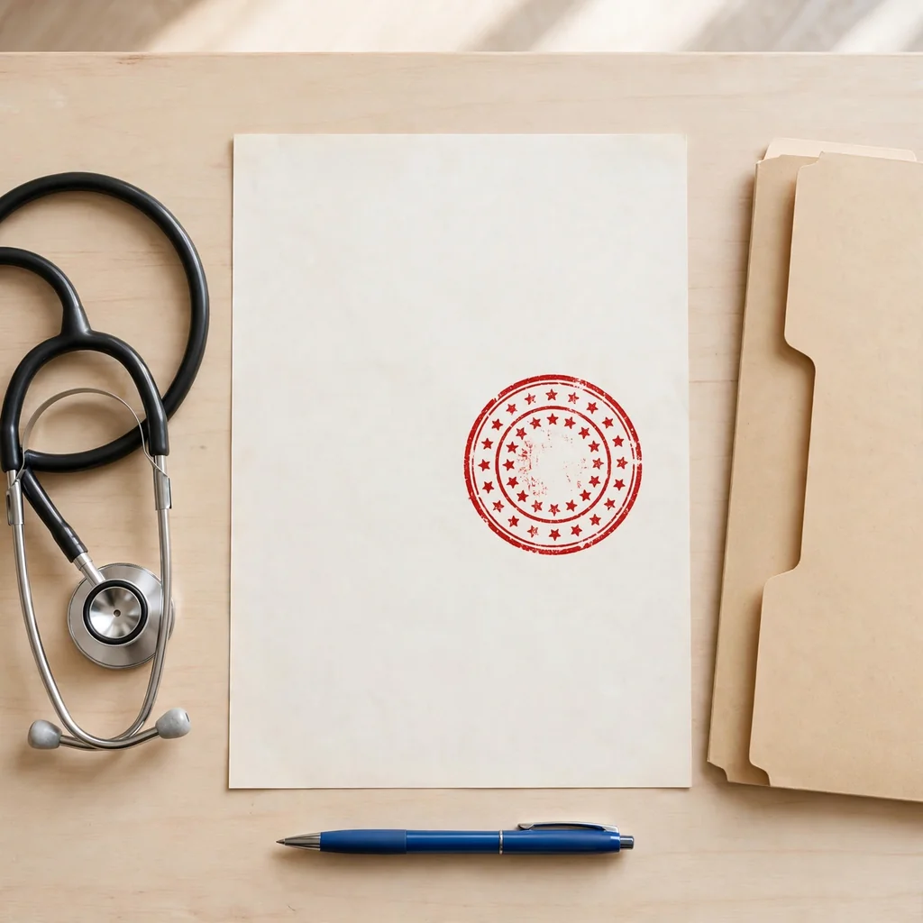 Certificado médico de aptitud con sello