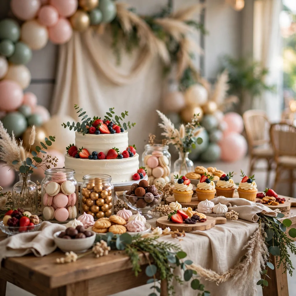 Mesa de dulces decorada para eventos
