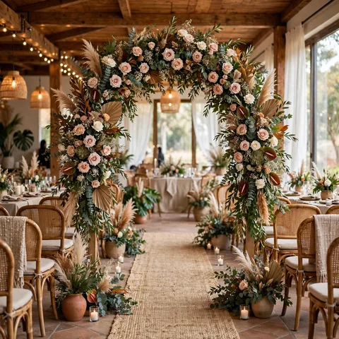Arco floral para pasillo de boda