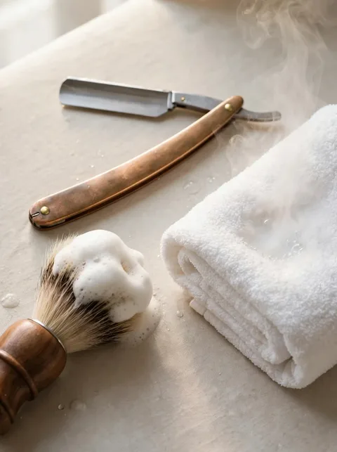 Arreglo de barba con toalla caliente
