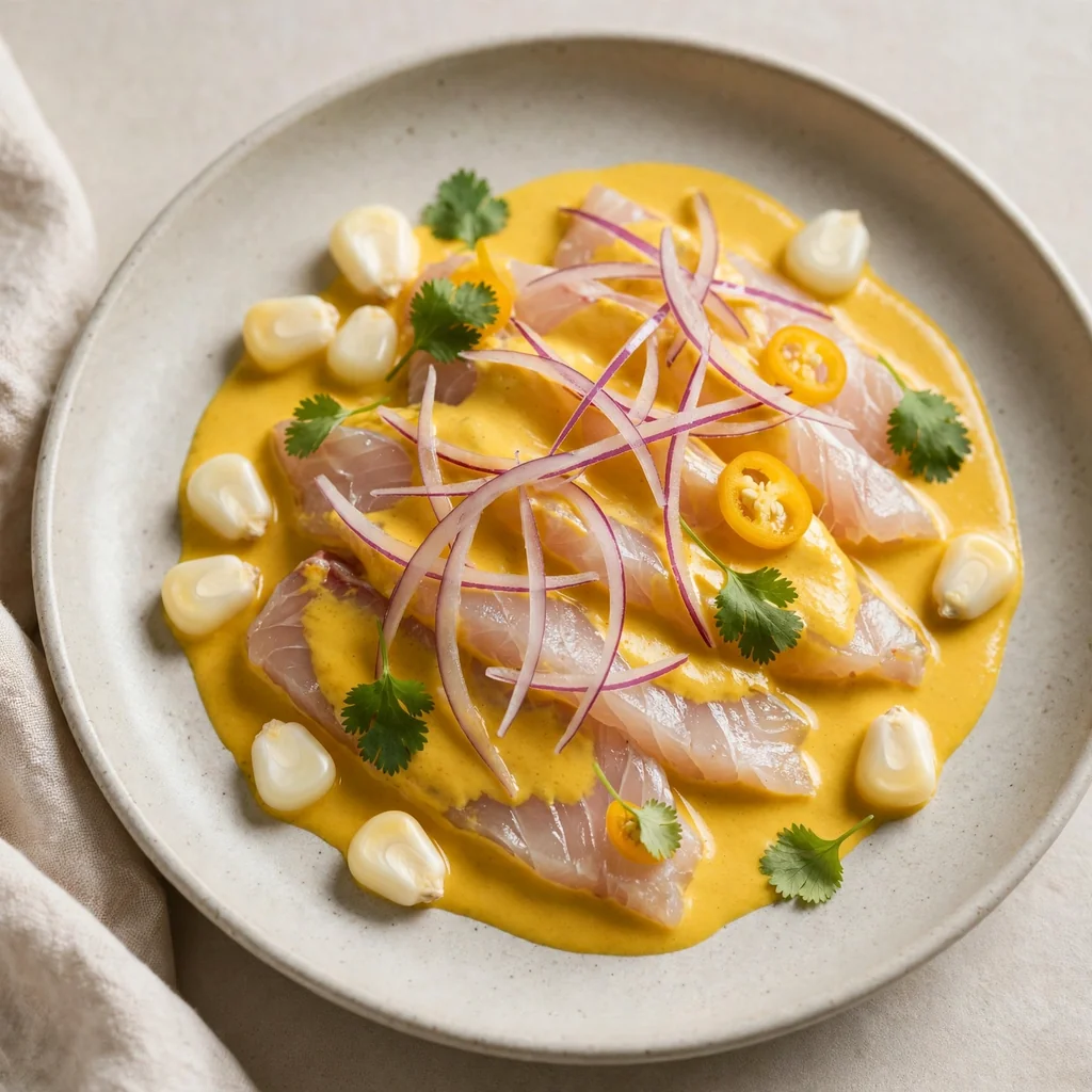 Tiradito de pescado en aji amarillo