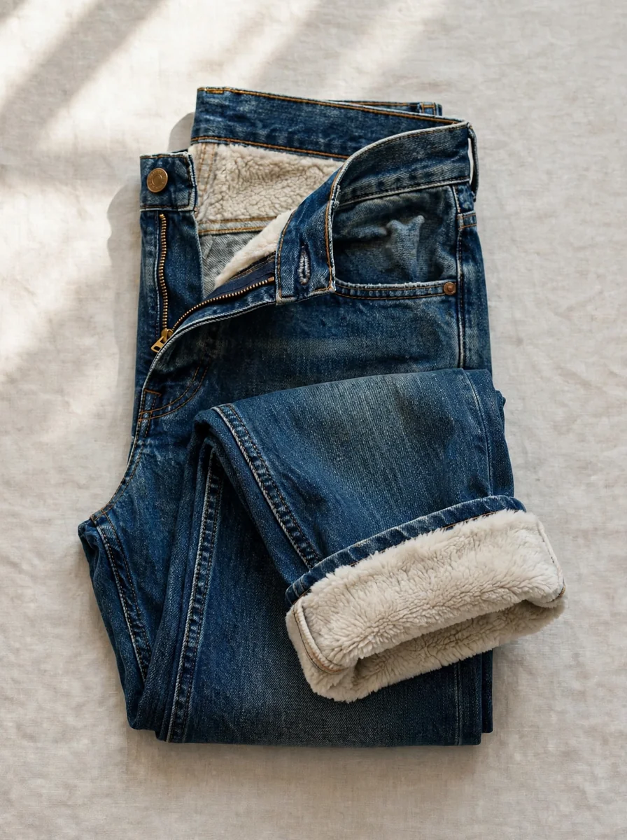Pantalon jean de corte clasico abrigador