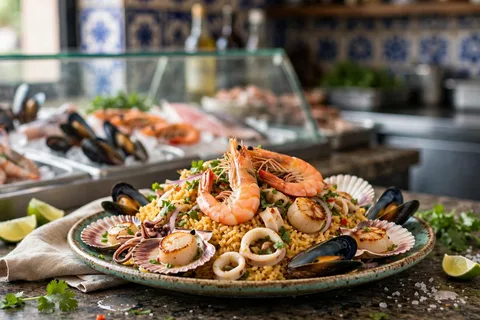 Arroz especial con mariscos frescos del día