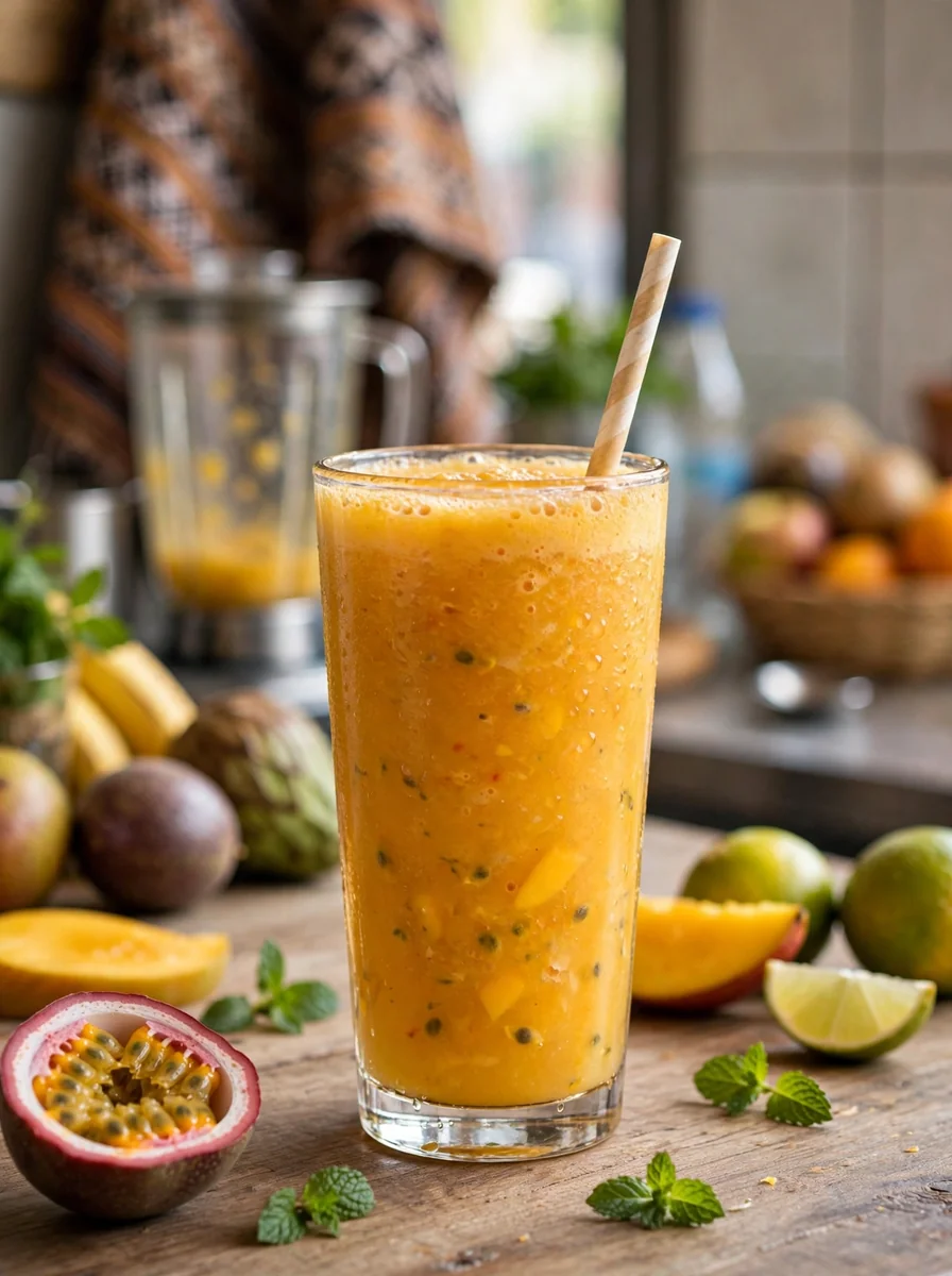 Jugo de fruta licuado al momento
