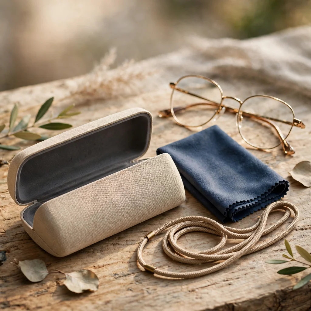 Estuche paño y cordón para lentes
