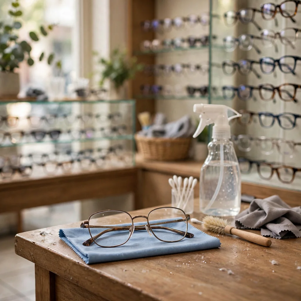 Limpieza profesional de lentes en taller
