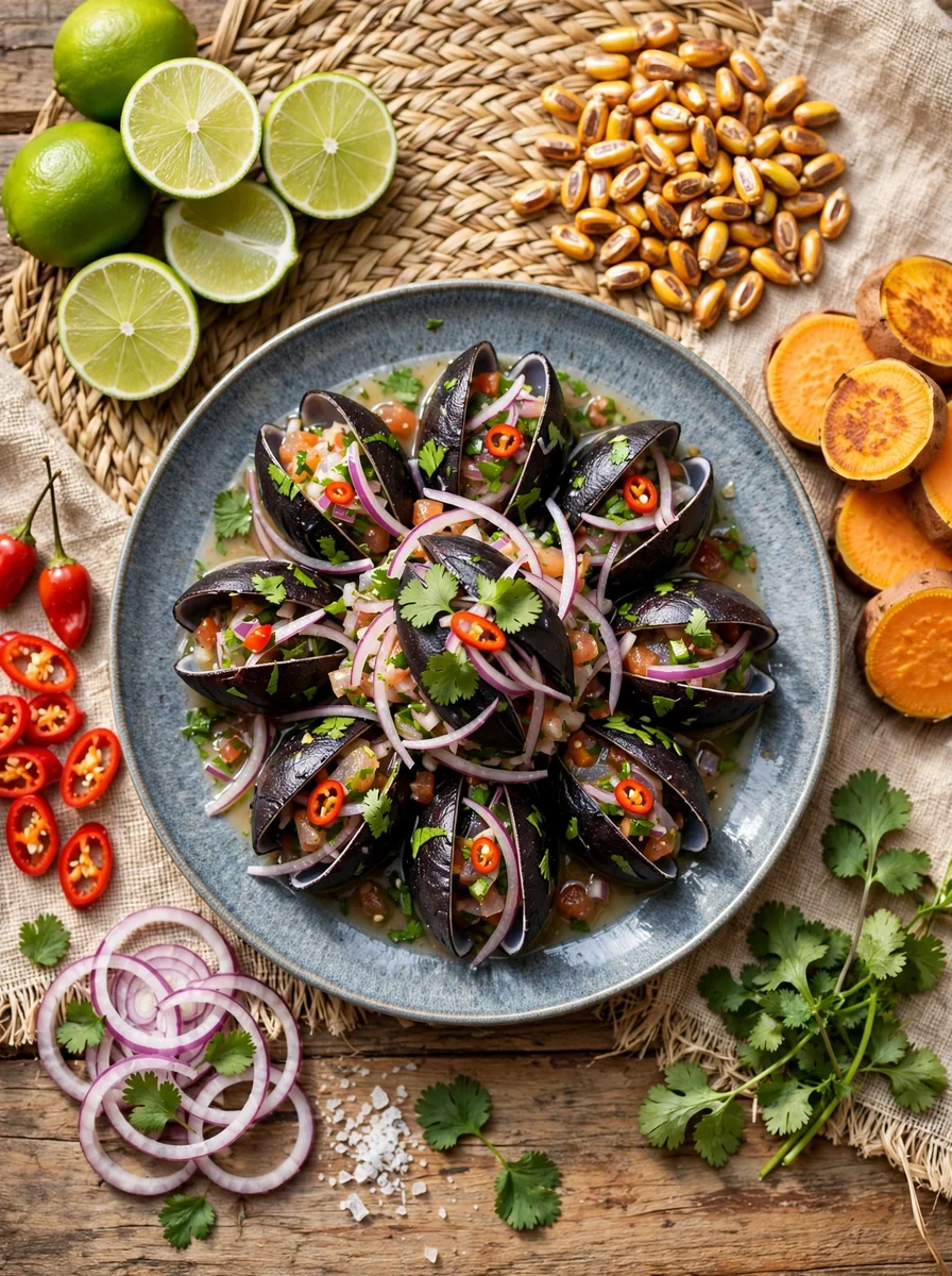 Ceviche de conchas negras frescas