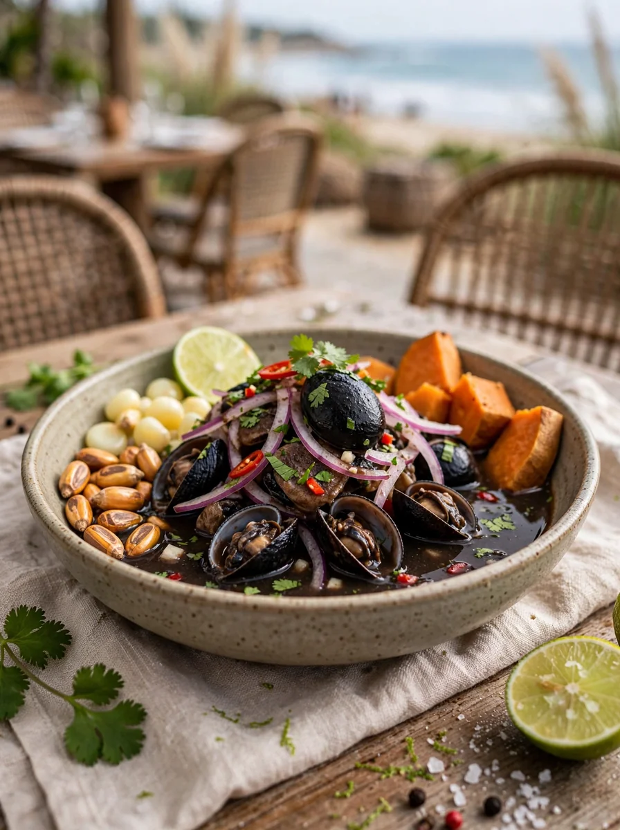 Ceviche de conchas negras frescas