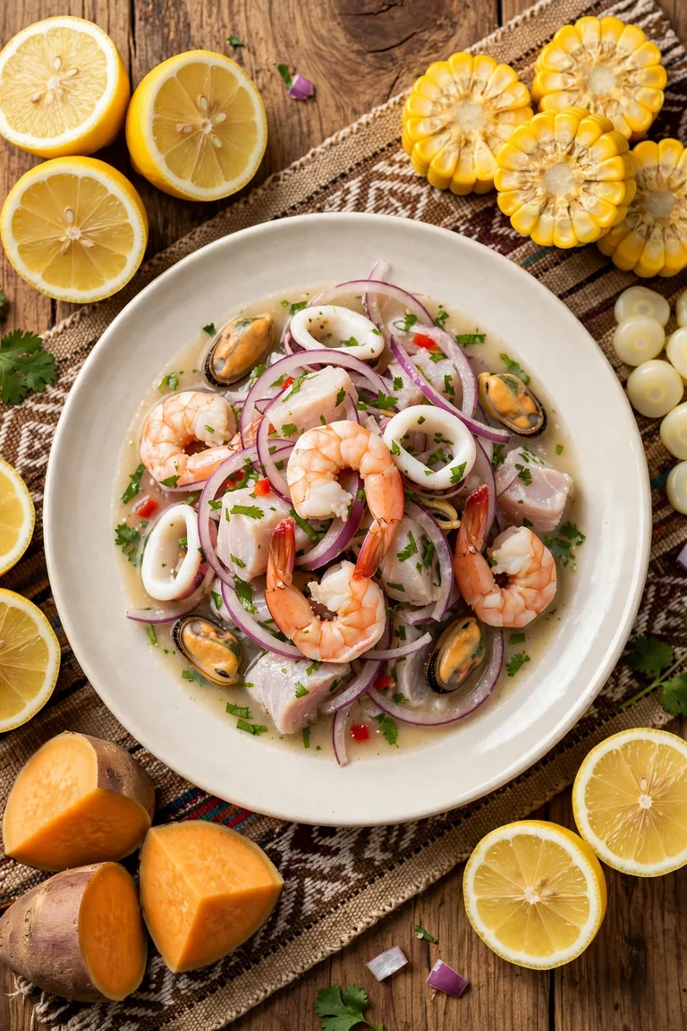 Ceviche mixto con mariscos y pescado
