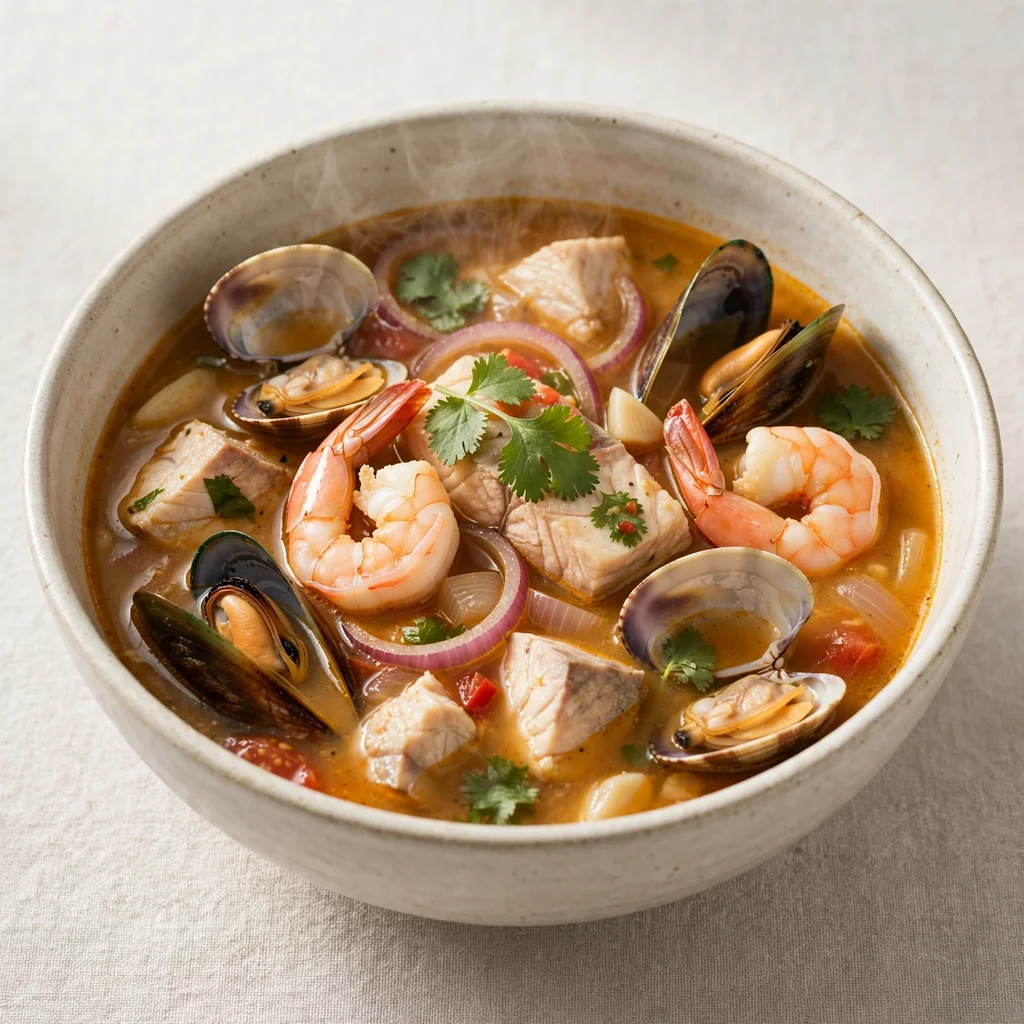 Parihuela de mariscos con pescado