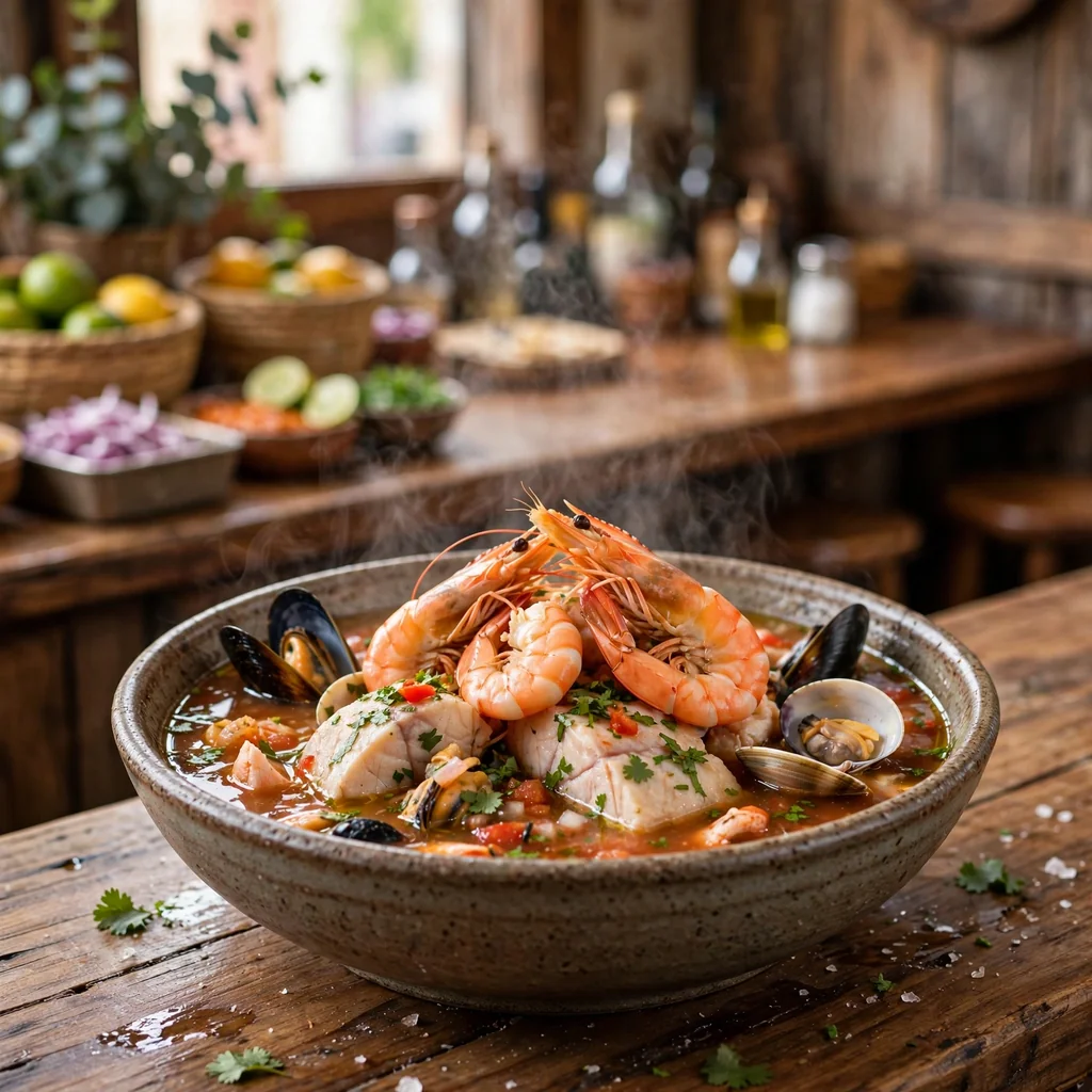 Parihuela de mariscos con pescado