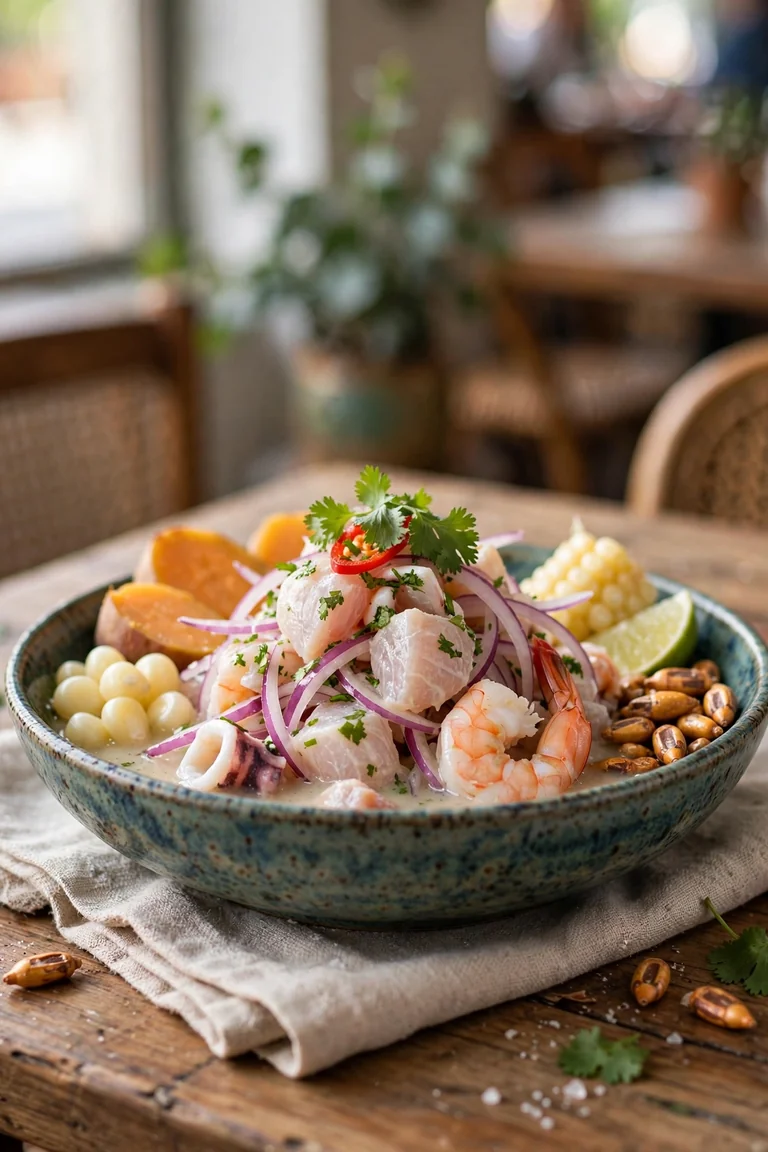 Ceviche mixto con pescado fresco
