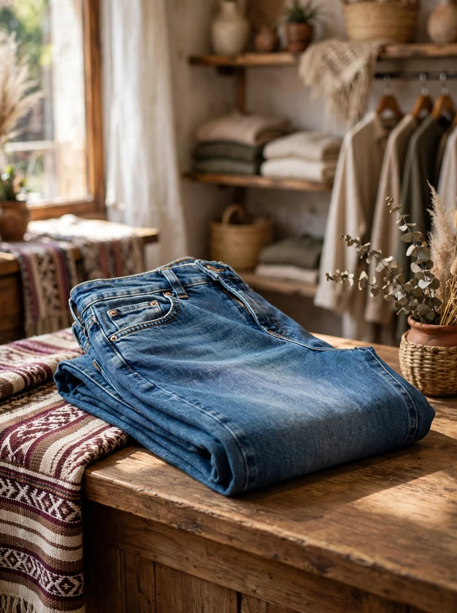 Pantalón jean planchado para dama
