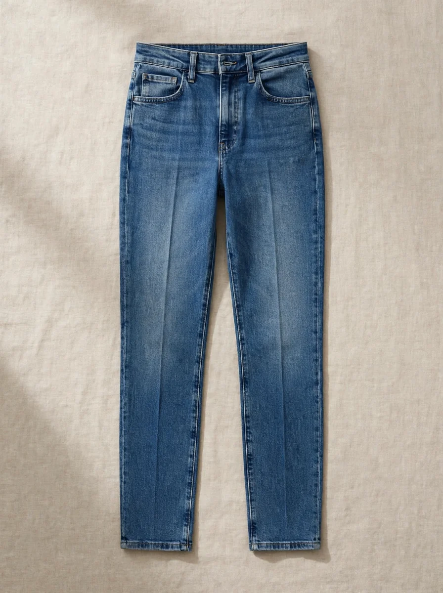 Pantalón jean planchado para dama