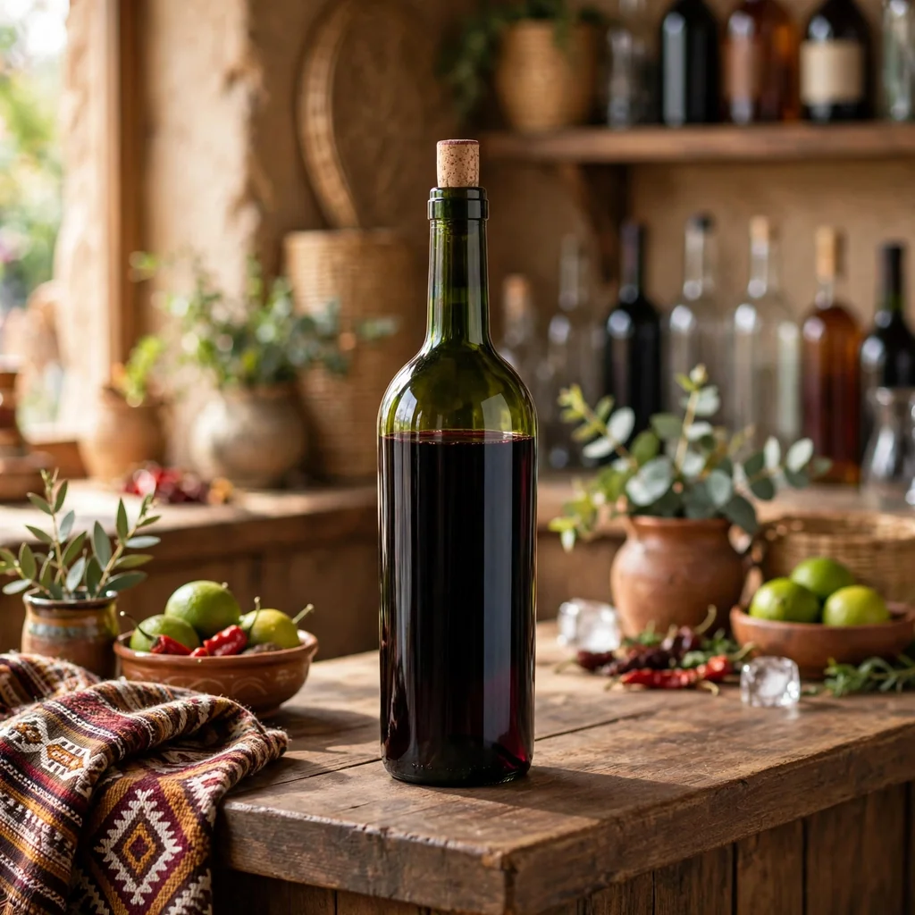 Botella de vino tinto seleccionada