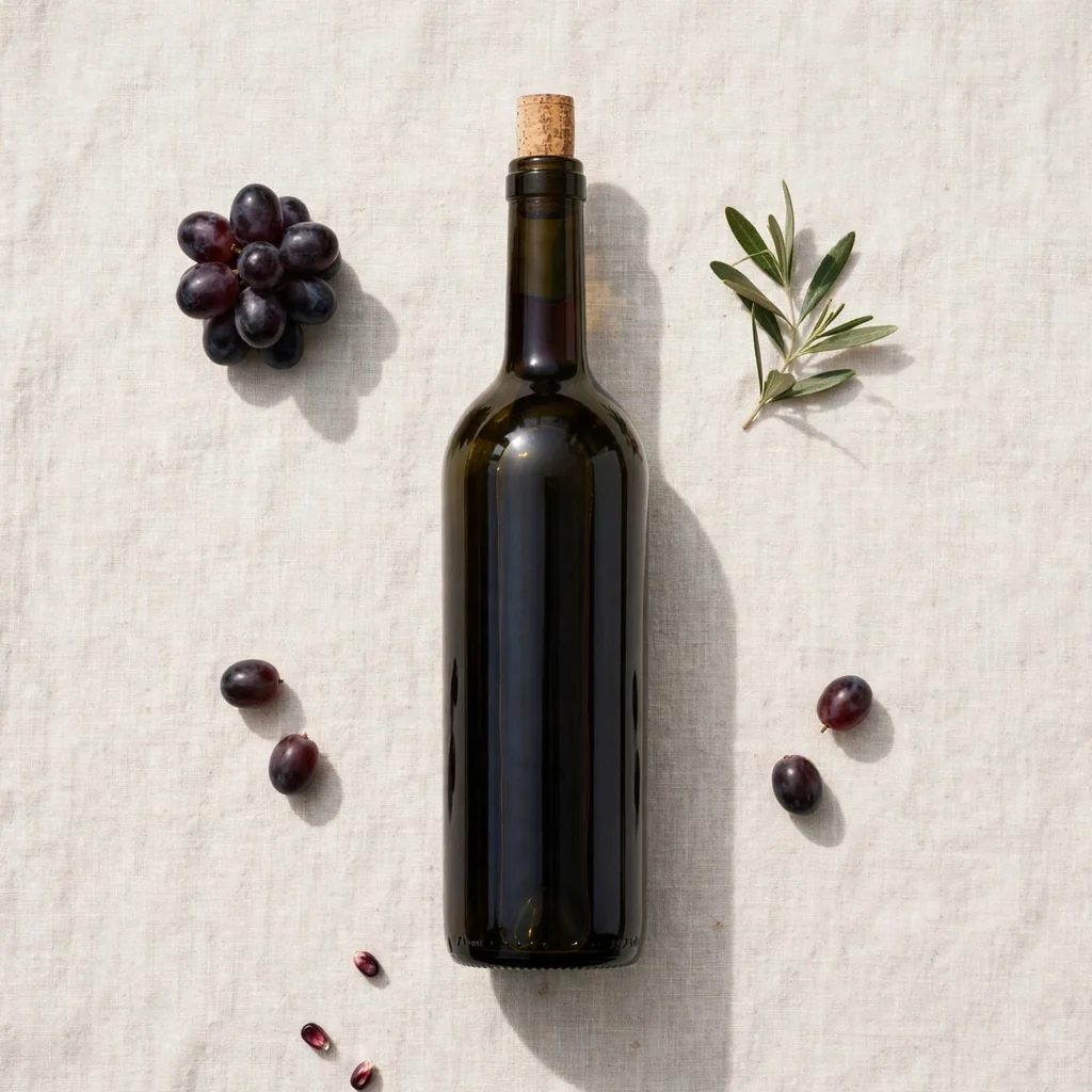 Botella de vino tinto seleccionada