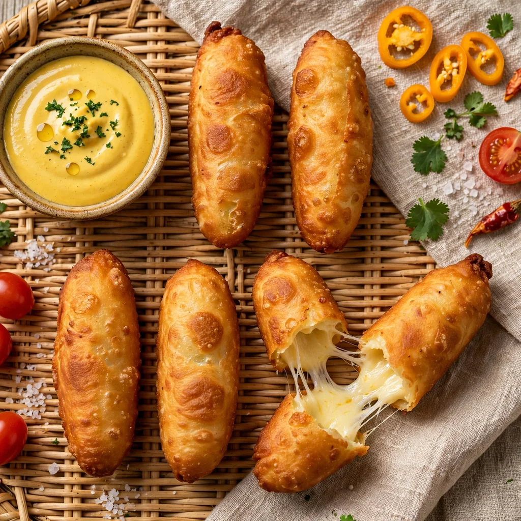 Tequeños rellenos de queso caliente