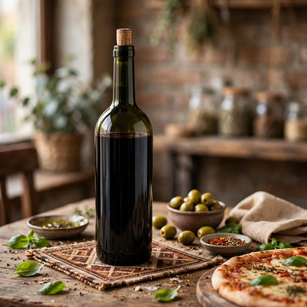 Botella de vino tinto seleccionada