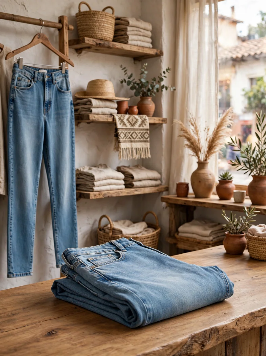 Pantalón jean planchado para dama