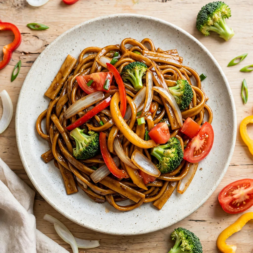Tallarín saltado con verduras mixtas
