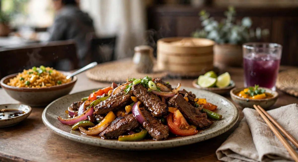 Carne con verduras a la plancha