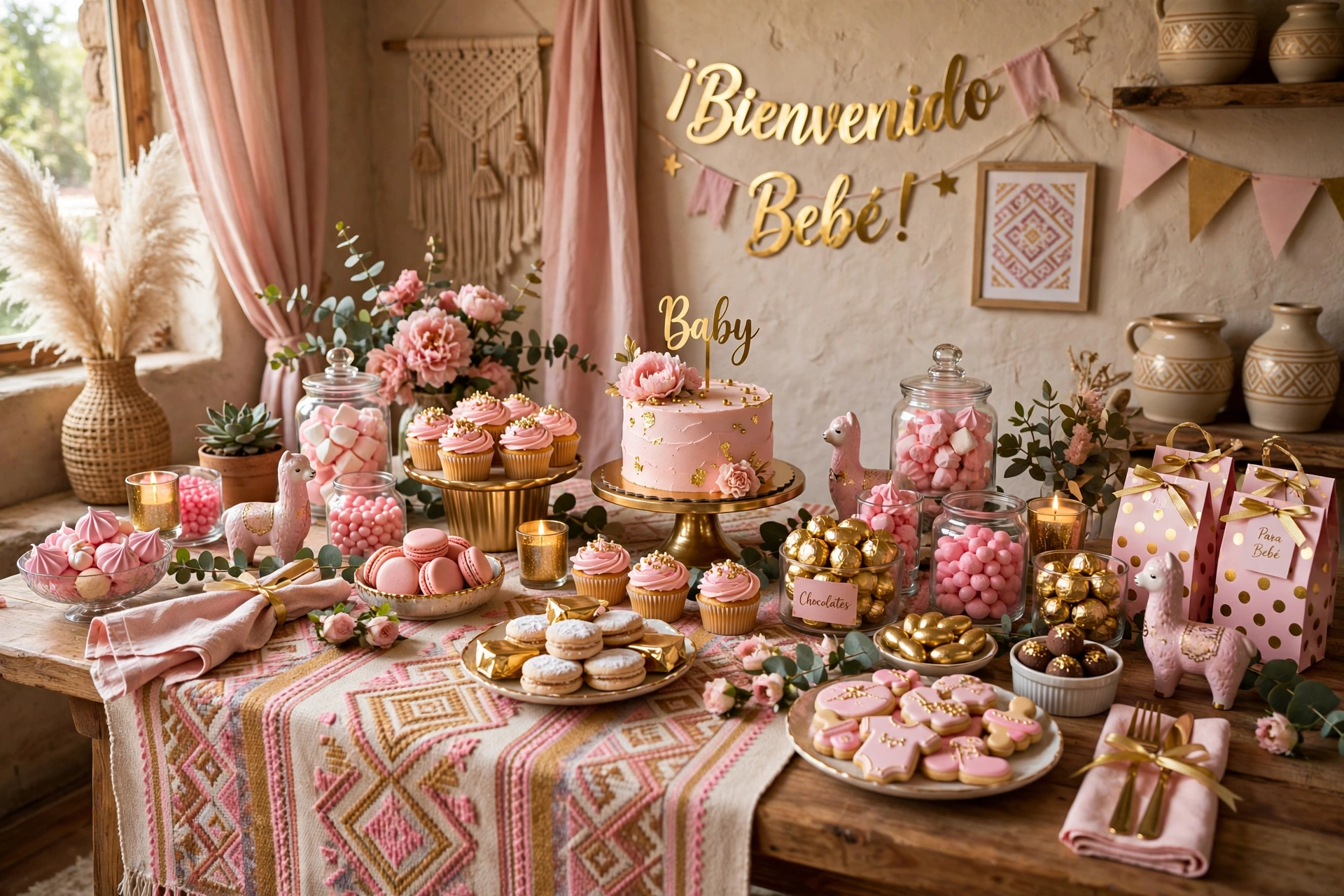 Candy bar temático para baby shower en Chimbote