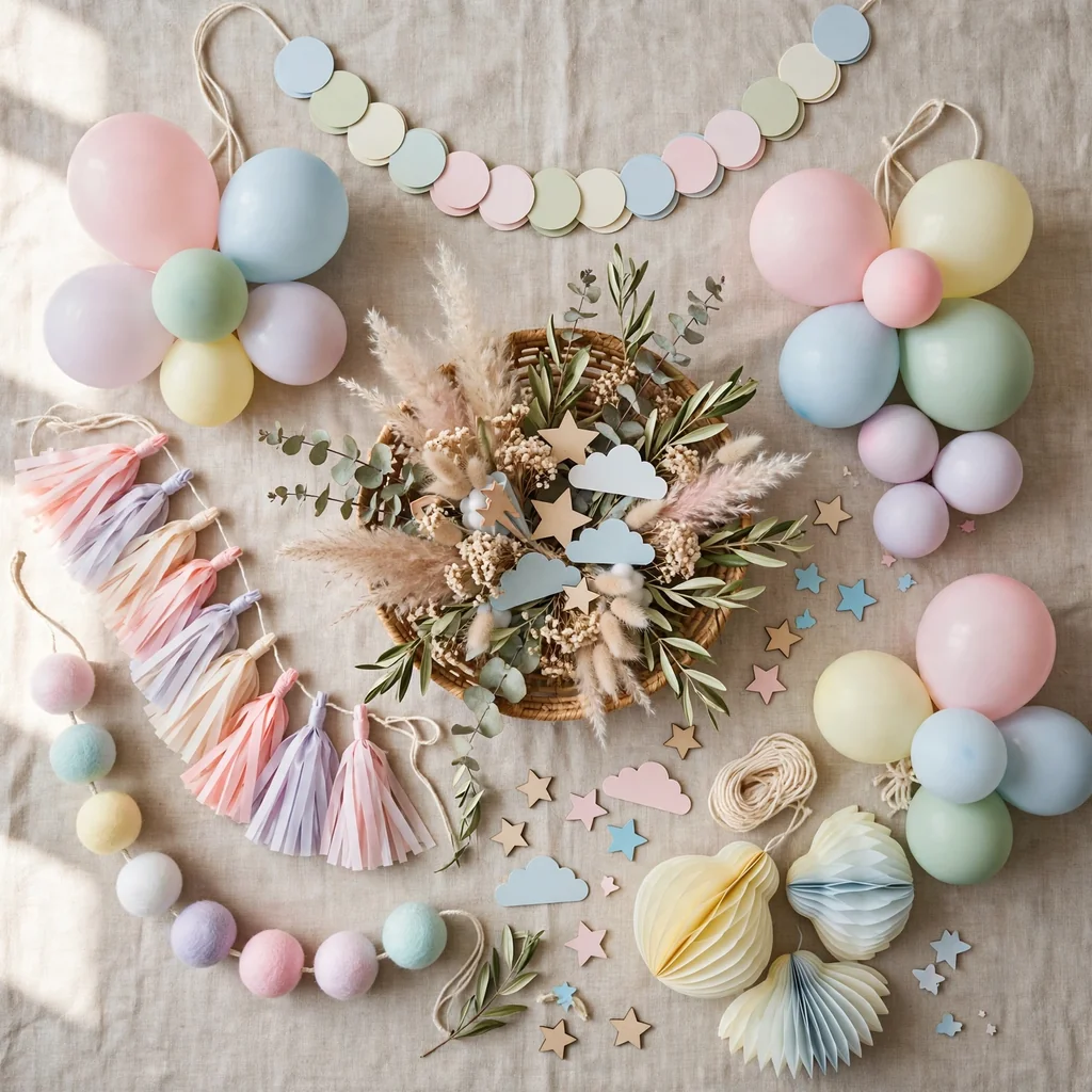 Decoración para Baby Shower - Kit Completo (Guirnaldas, Globos, Centro)
