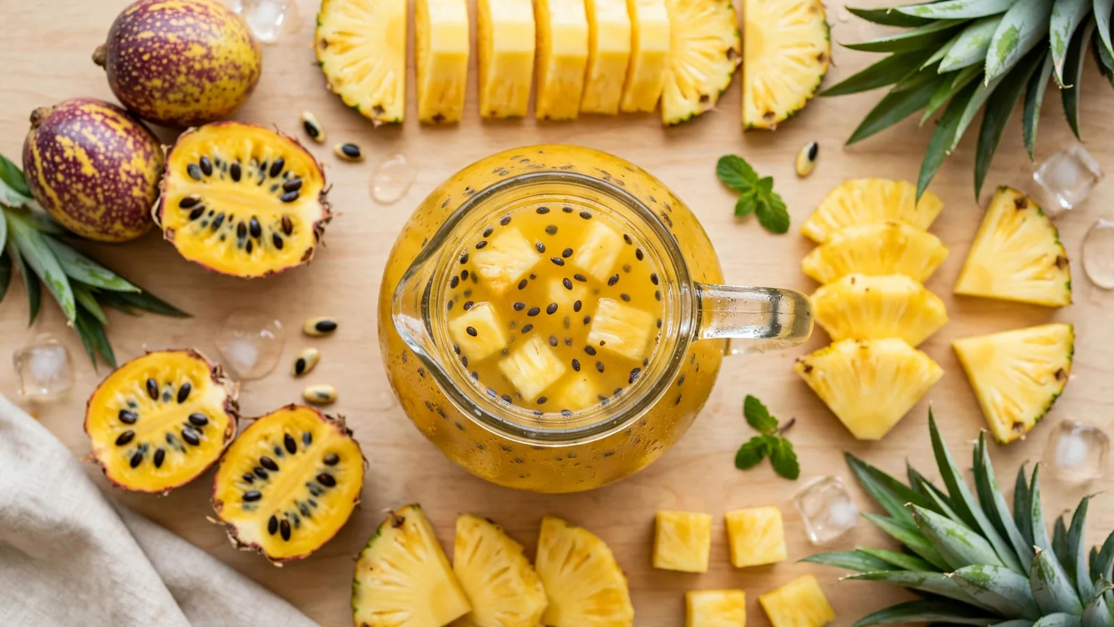Jugo de fruta natural de temporada en jarra de 1 litro