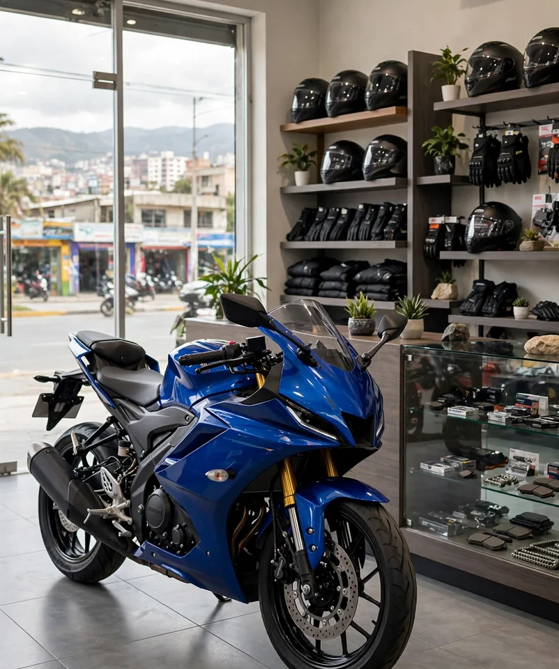Motocicleta deportiva azul