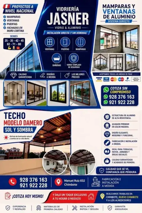 Puertas de vidrio templado y ventanas de aluminio