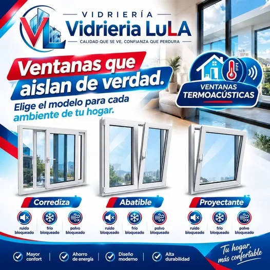 Vidriería Lula en Chimbote: mamparas plegadizas, duchas de vidrio templado, ventanas termoacústicas, puertas de aluminio y espejos a medida