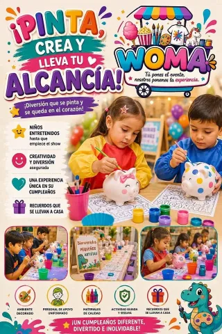 Taller de pintado de alcancías para cumpleaños