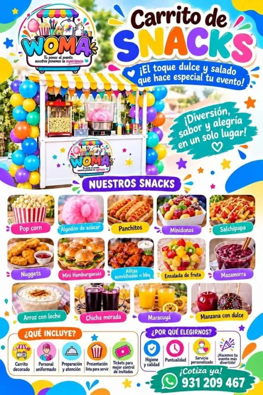 Carrito de snacks para tu evento